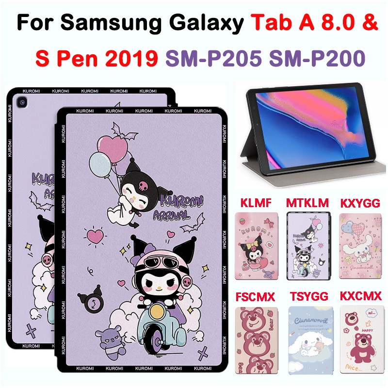 เคสแท็บเล็ตหนัง TPU ฝาพับ ลายการ์ตูนน่ารัก คุณภาพสูง พร้อมขาตั้ง สําหรับ Samsung Galaxy Tab A 8.0 นิ้ว S-Pen 2019 SM-P205 SM-P200