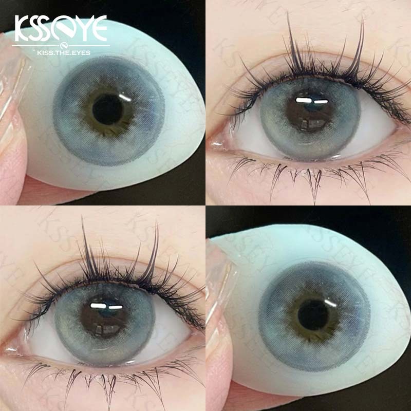 คอนแทคเลนส์รายปี ksseye สีเทา 2 ชิ้น 14.5 มม. ตาโต ซิลิโคนไฮโดรเจล สําหรับสายตาสั้น