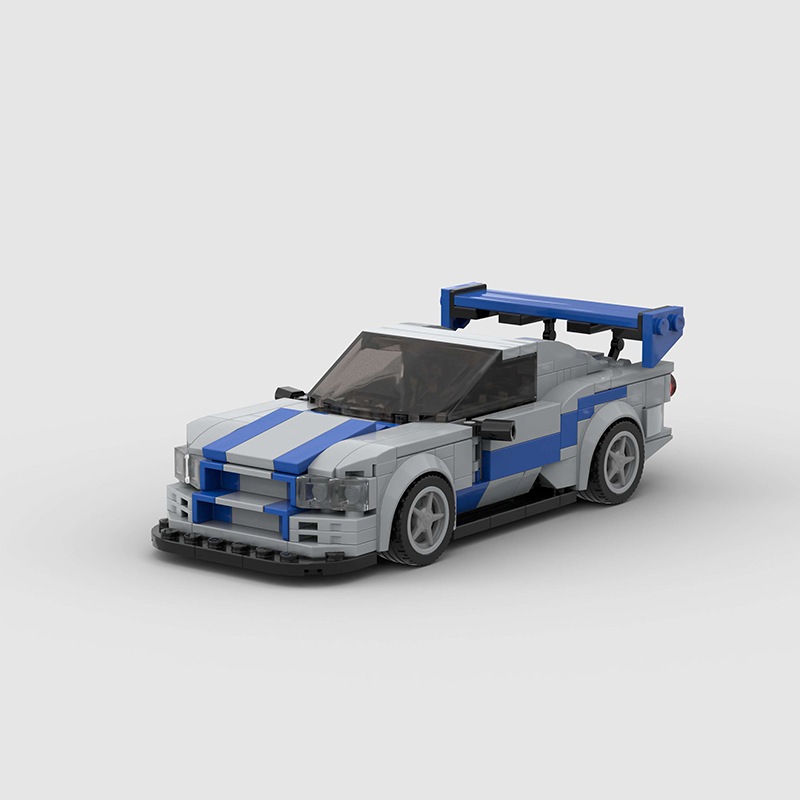 【skyline Gtr34 Super Racing Cars】ของเล่นตัวต่อ โมเดลรถยนต์ 332 ชิ้น เข้ากันได้กับเลโก้ 2 ชิ้น