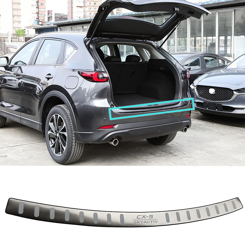 รถสแตนเลสด้านหลังกันชนสําหรับ Mazda CX-5 CX5 2017-2024 2025 อุปกรณ์เสริม, อะไหล่รถยนต์ Tailgate ด้านหลัง Boot ประตู Sill ฝาครอบ Scuff แผ่น Strip Guard ป้องกัน
