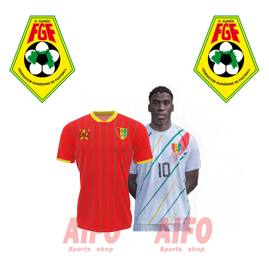 เสื้อกีฬาแขนสั้น ลายทีมชาติฟุตบอล Guinea Jersey 24 25 CAF ชุดเหย้า คุณภาพสูง สําหรับผู้ชาย