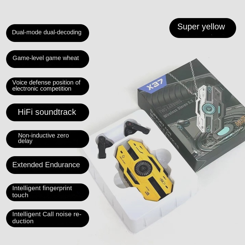 Esports game หูฟังบลูทูธไร้สาย X37 สไตล์เมก้า ความล่าช้าต่ํา TWS