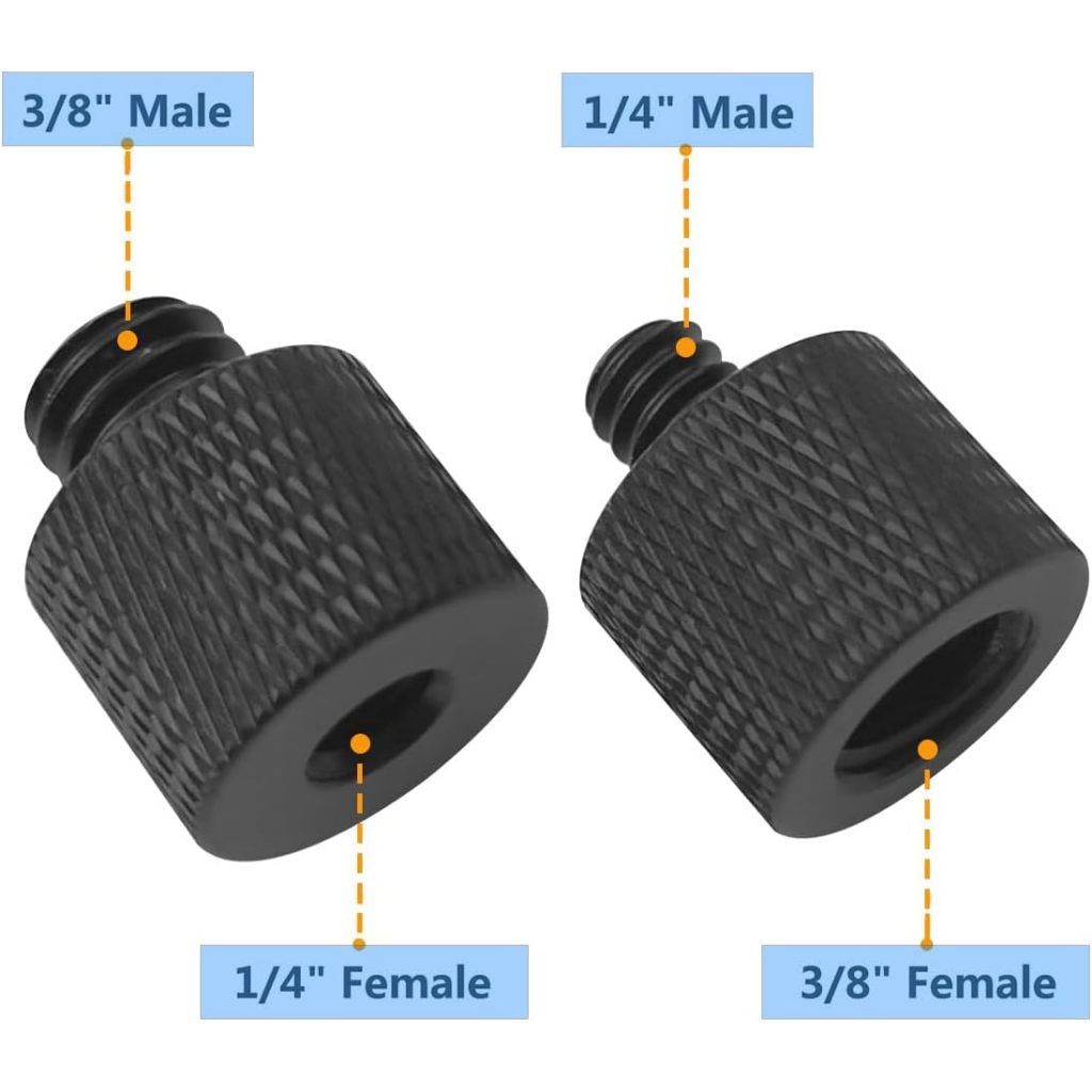 อะแดปเตอร์สกรูขาตั้งกล้อง สามขา 1/4 นิ้ว ตัวผู้ เป็น 3/8 นิ้ว ตัวเมีย สําหรับขาตั้งกล้อง 6 แพ็ค - รูปที่ 2
