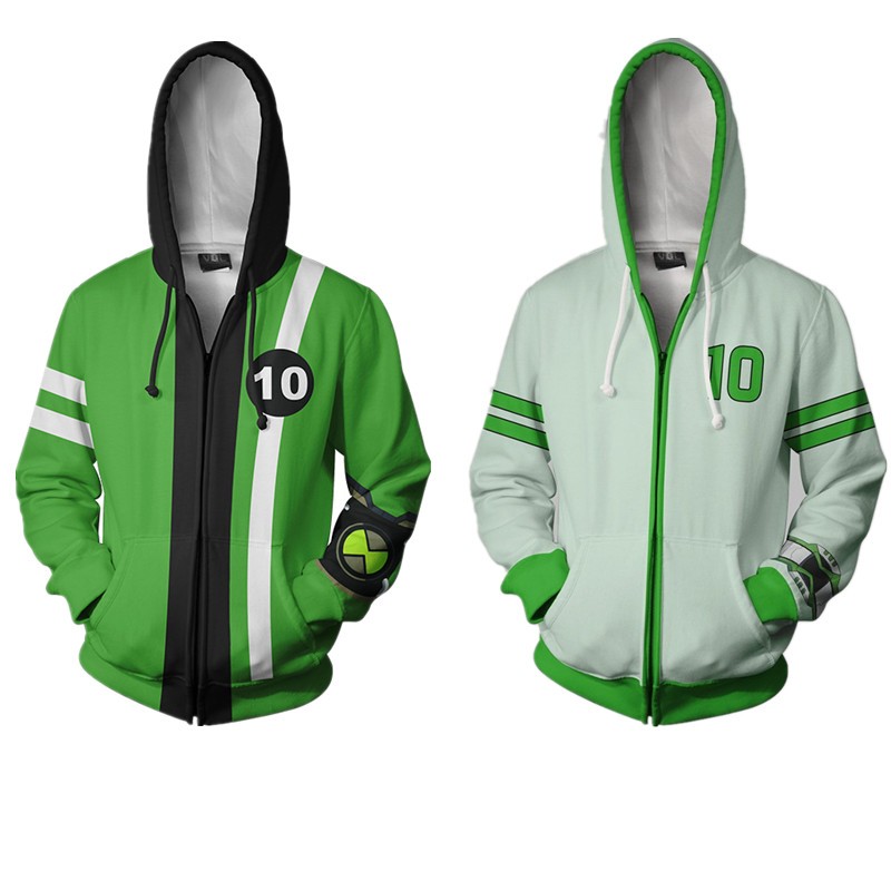 Ben10 Zipper Hoodie เสื้อพิมพ์ดิจิตอล เสื้อแจ๊กเก็ตเสื้อกันหนาว unisex