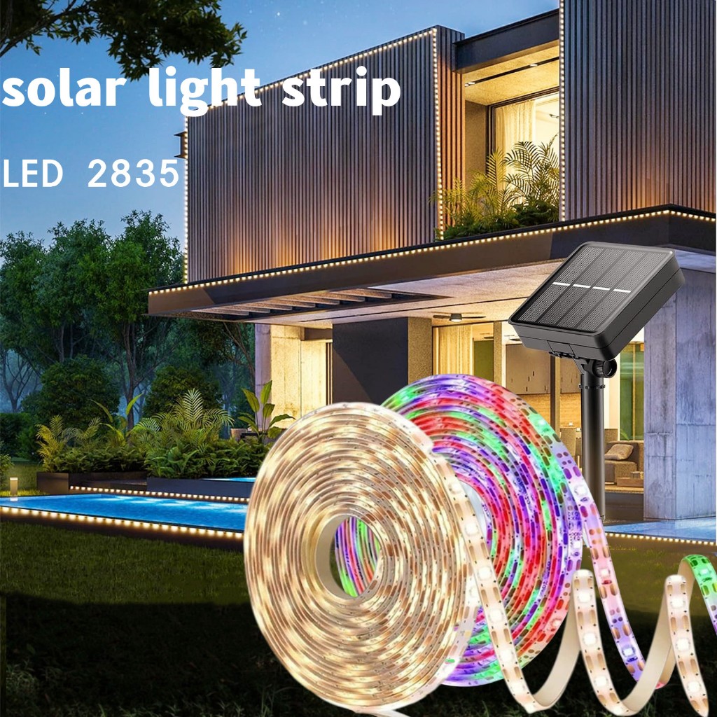 แถบไฟ LED พลังงานแสงอาทิตย์ 8 โหมด กันน้ํา สําหรับตกแต่งระเบียง คริสต์มาส ไก่ บันได