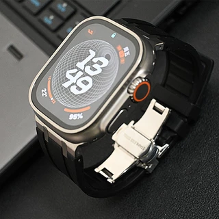 สายรัดซิลิโคนอ่อนนุ่มสําหรับ iWatch Ultra 2 1 49 มม.Series 9 8 7 41 45 มม.ยางสําหรับ iWatch 6 5 4 se 42 มม.44 มม.สร้อยข้อมือบุรุษ