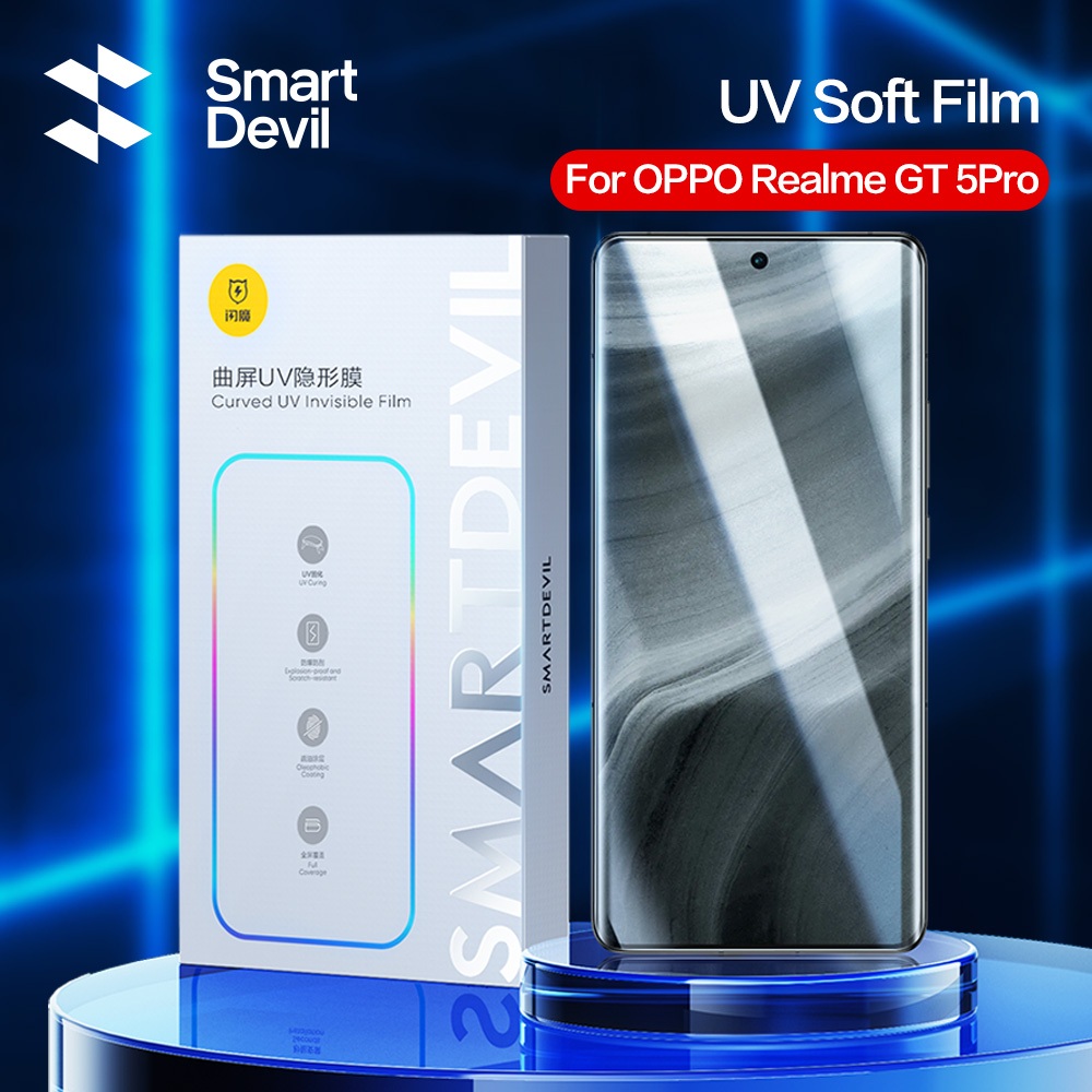 SmartDevil ฟิล์มกระจกนิรภัยกันรอยหน้าจอ ป้องกันรังสียูวี แบบเต็มจอ ไม่มีการบิดงอ สําหรับ OPPO Realme GT5Pro