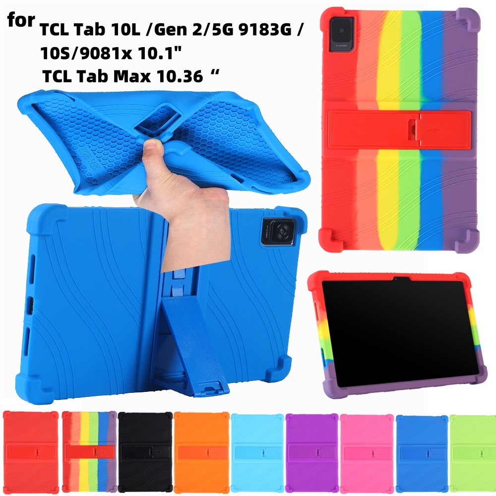 เคสแท็บเล็ต ซิลิโคนนิ่ม กันกระแทก พร้อมขาตั้ง สําหรับ TCL Tab 10L Gen 2 5G 9183G 10S 9081X 10.1 นิ้ว
