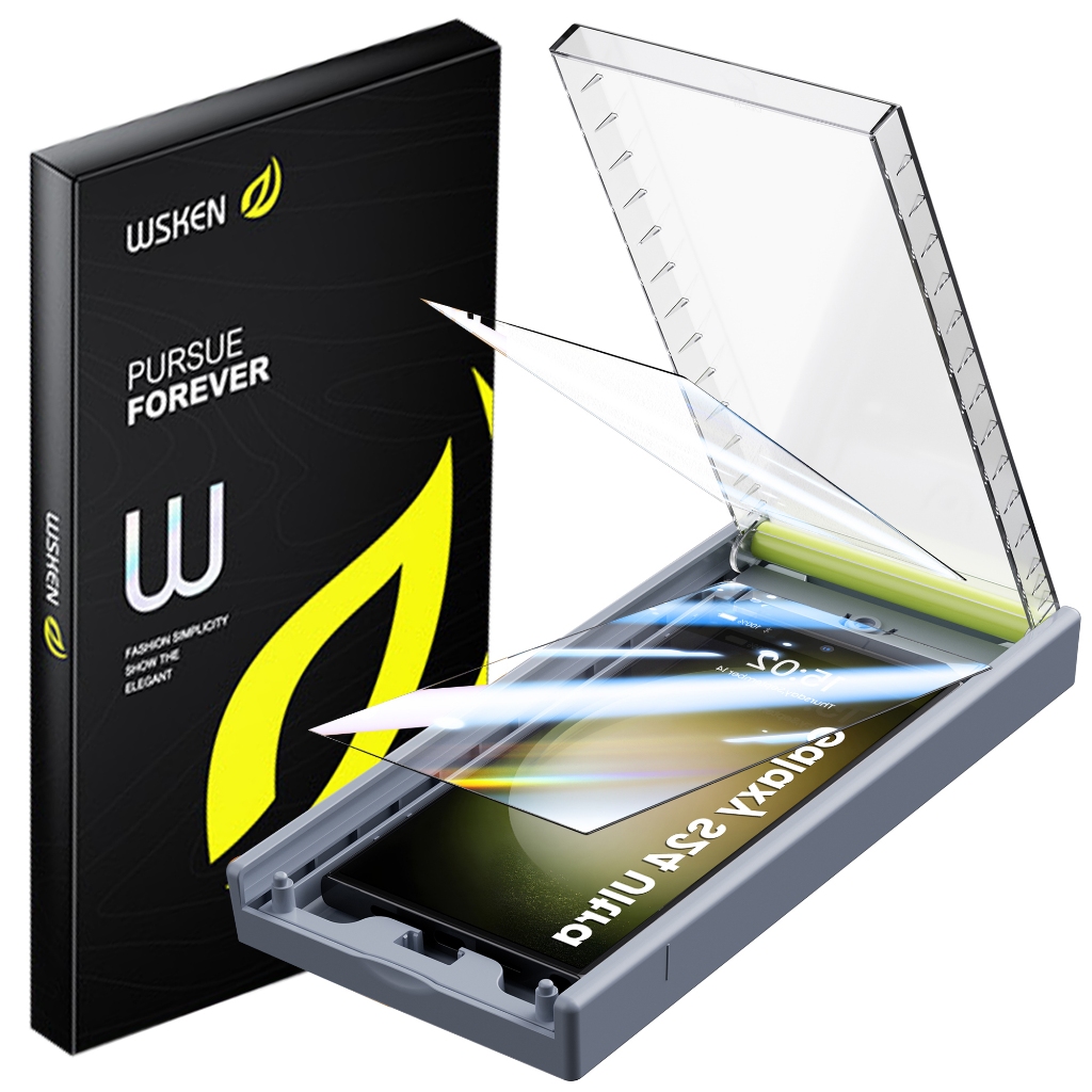 [local] Wsken ตัวป้องกันหน้าจอ ใหม่สำหรับ Samsung Galaxy S24 Ultra S25 Ultra ฟิล์มกระจกนิรภัย HD ความคุ้มครองเต็มรูปแบบ, ป้องกันรอยขีดข่วน, พร้อมกล่องทำความสะอาดฝุ่นและติดตั้งง่าย