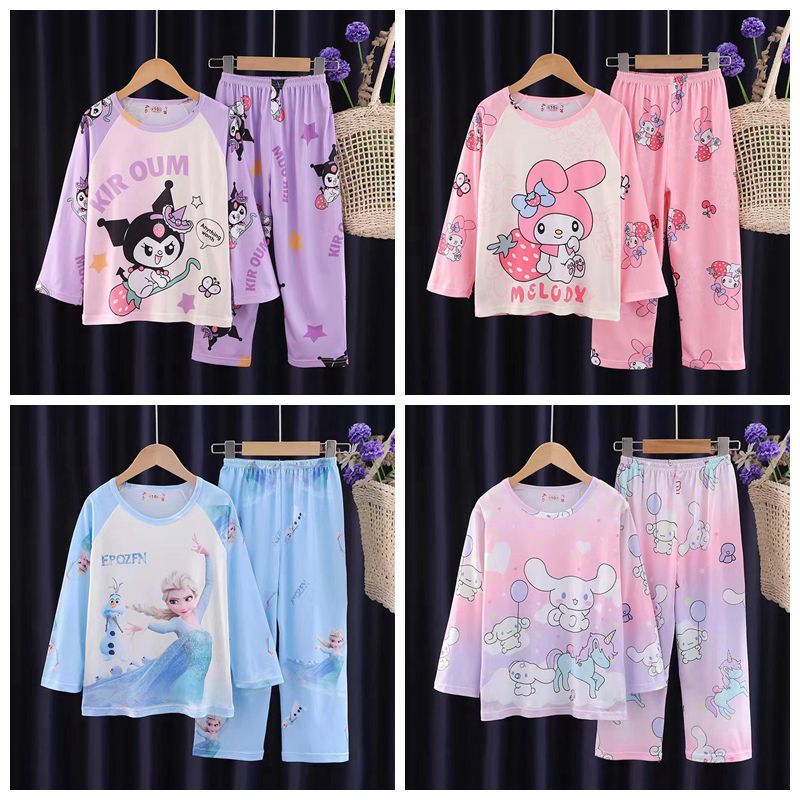 👧ชุดนอนเด็กผู้หญิงแขนยาวลายใหม่พร้อมส่ง100cm-150cm นื้อผ้านิ่มใส่สบาย