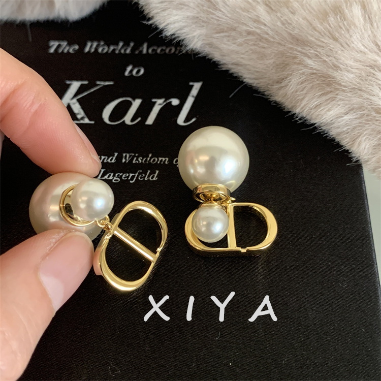 XIYA ต่างหู จี้ตัวอักษร ประดับไข่มุก แบบเรียบง่าย สไตล์เกาหลี และฝรั่งเศส
