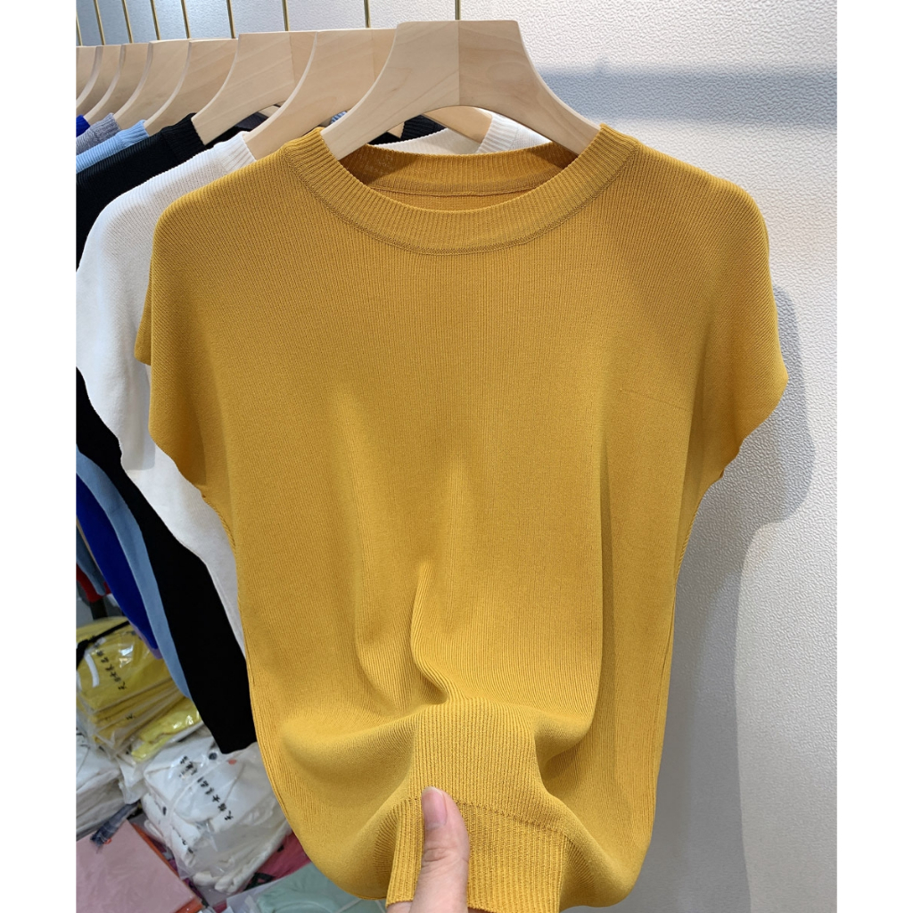 เสื้อกันหนาว คอกลม แขนสั้น เข้ากับทุกการแต่งกาย แฟชั่นฤดูร้อน สําหรับผู้หญิง – โปรปัง