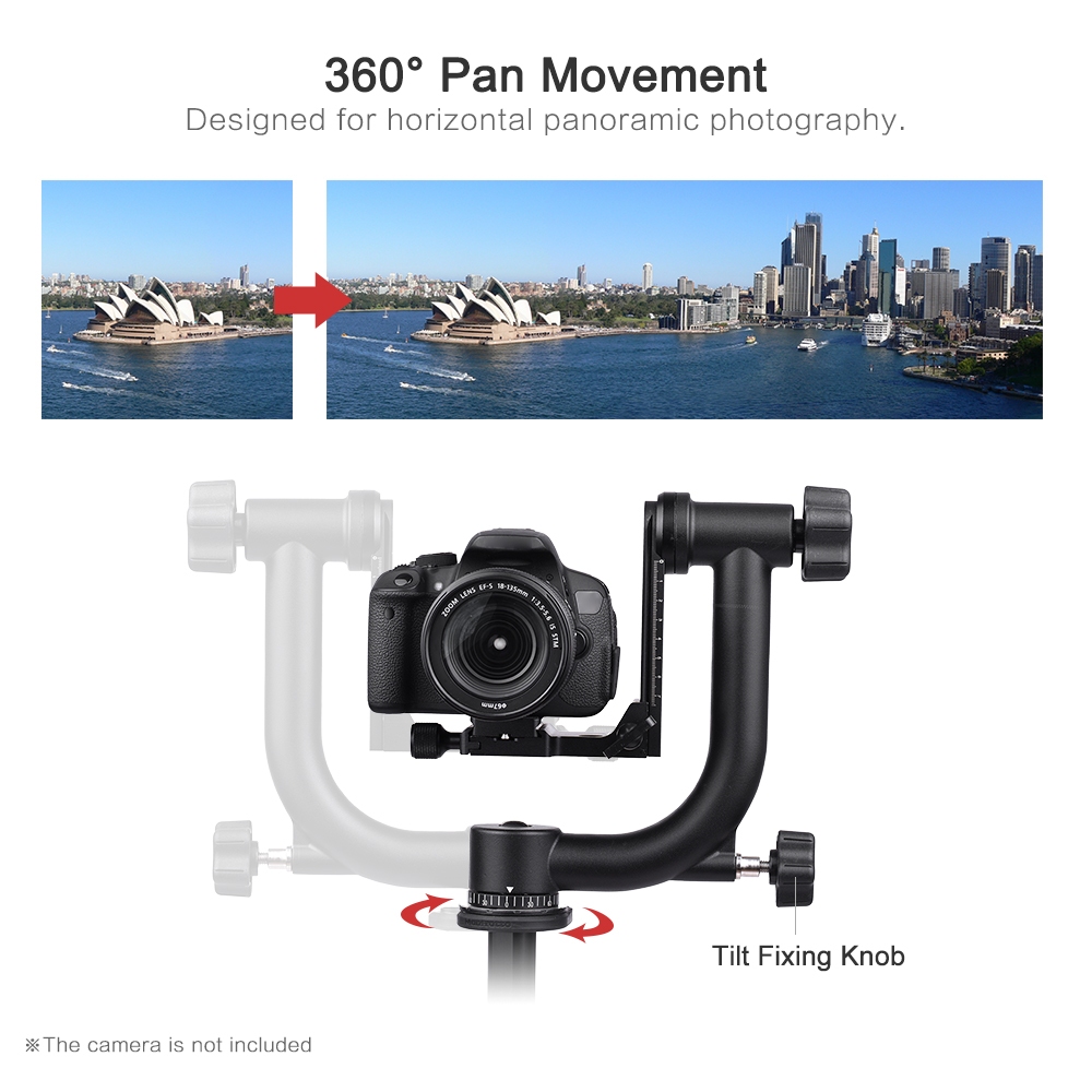 Andoer Heavy Duty Metal Panoramic Gimbal Tripod Head with Arca-Swiss Standard Quick Release Plate Aluminum Alloy, Support 30Lbs/13.6kg for DSLR Camera Camcorder Bird Watching