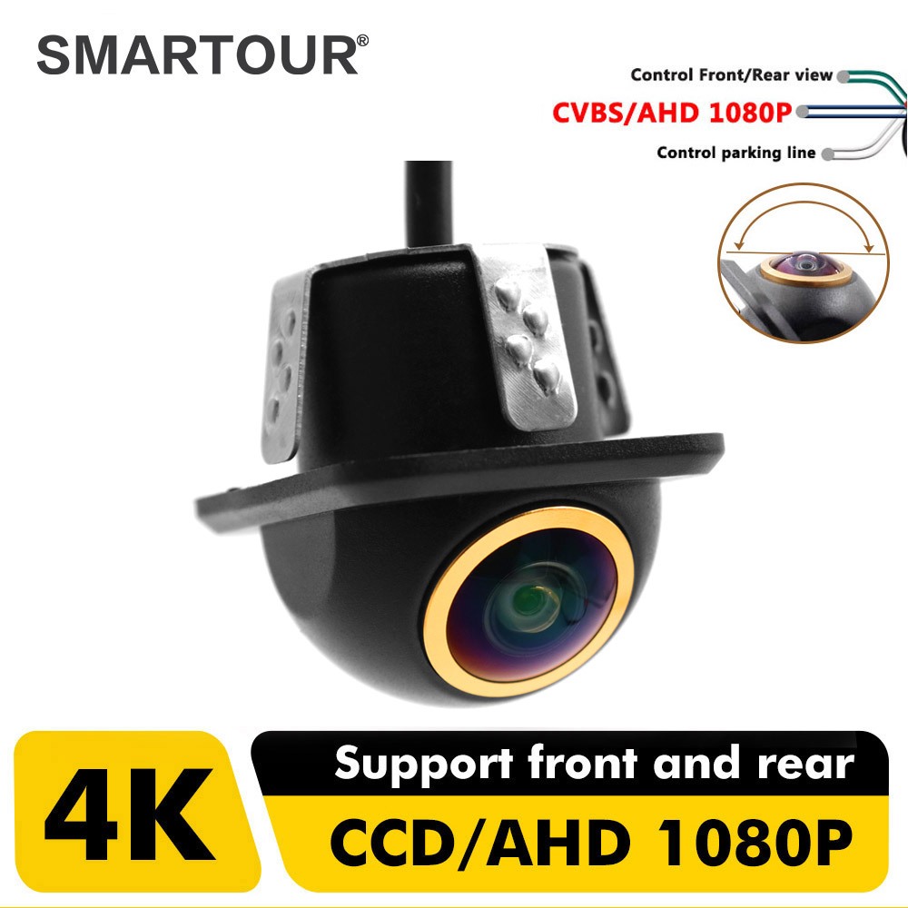 Smartour CVBS CCD Fisheye เลนส์กล้องมองหลัง AHD 1080p HD มองเห็นที่มืด กันน้ํา สําหรับจอดรถยนต์
