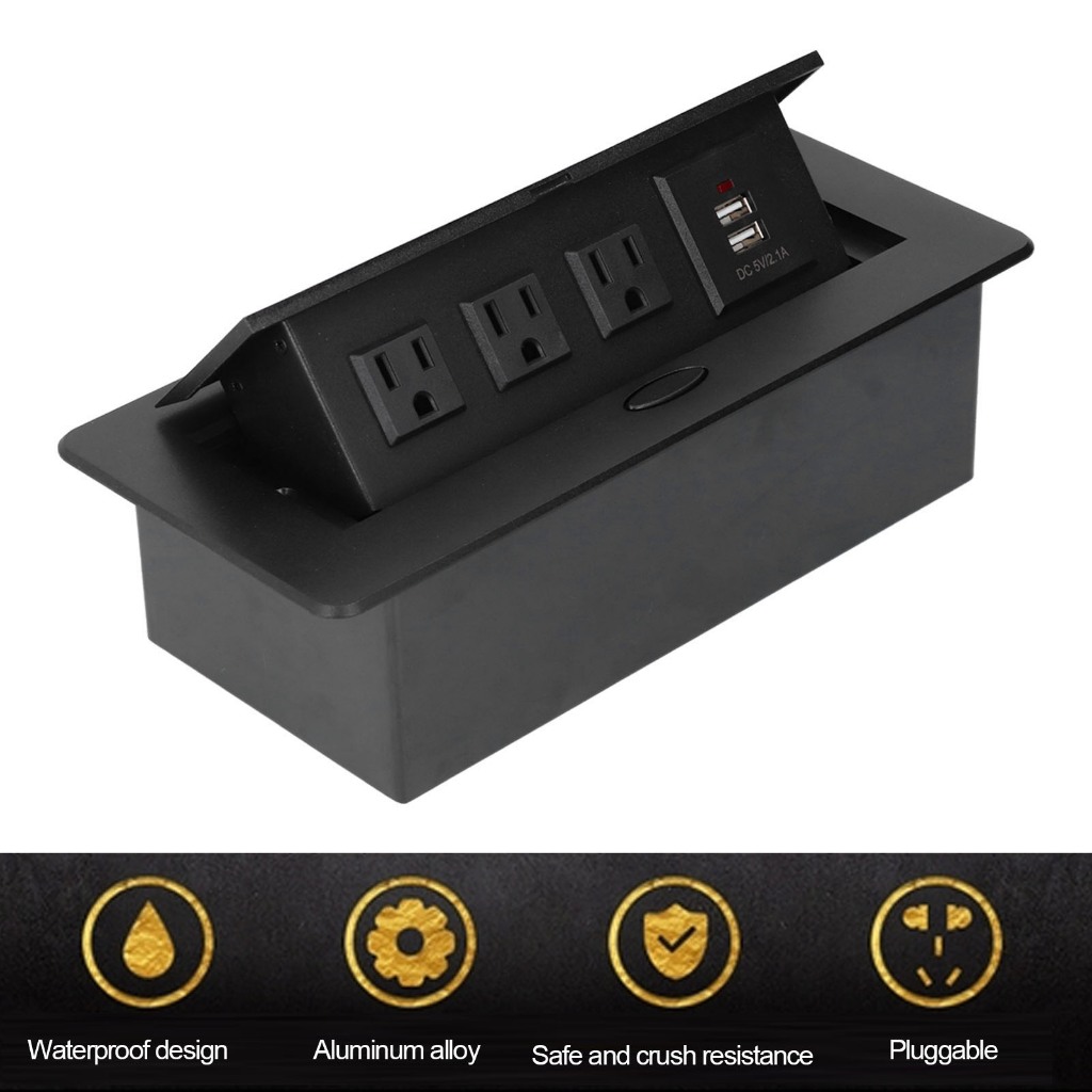 SN5 เต้ารับไฟฟ้าตั้งพื้น Pop Up เต้ารับตั้งโต๊ะ 3 รู อุปกรณ์เสริมแหล่งจ่ายไฟ USB คู่ 250V 13A