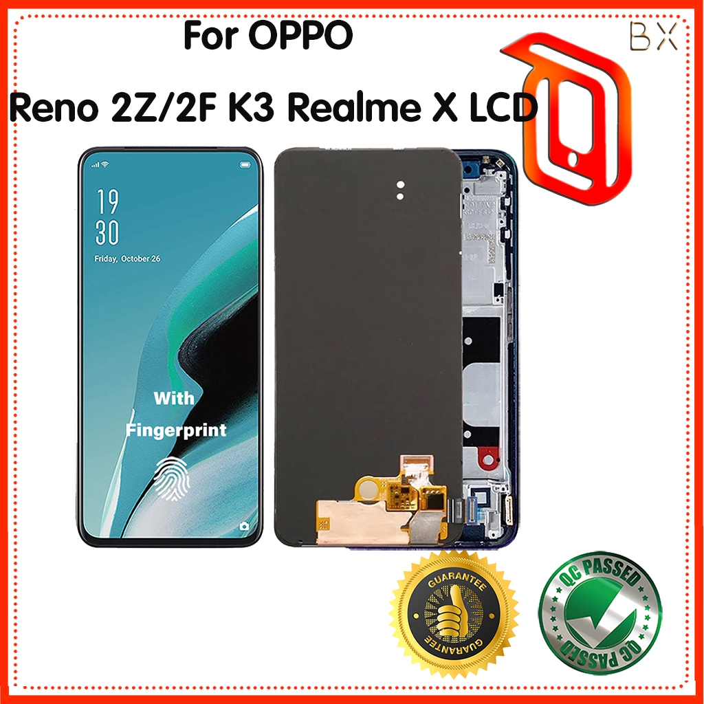 ของแท้ แผงหน้าจอสัมผัสดิจิทัล LCD AMOLED พร้อมกรอบ สําหรับ Oppo Reno2z Realme X Oppo K3 Reno 2z 2f