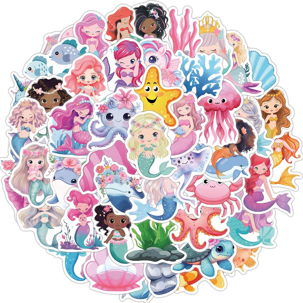 [สติกเกอร์ขนาดใหญ่] 50 ชิ้น น่ารัก นางเงือก สติกเกอร์กราฟฟิตี ปาร์ตี้ ตกแต่งจักรยาน ถ้วย หมวกกันน็อค แบน การ์ตูน กันน้ํา สติกเกอร์ เด็ก ของขวัญ ของเล่น