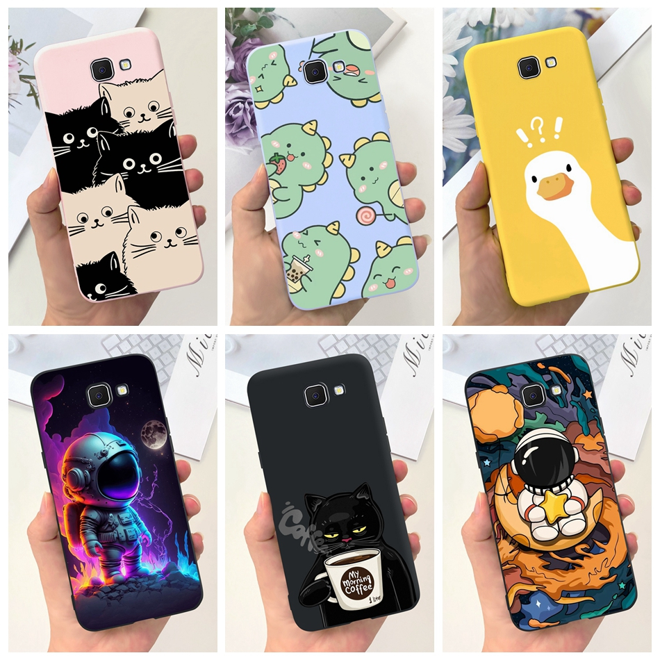 เคสโทรศัพท์มือถือ ซิลิโคนนุ่ม TPU ลายการ์ตูนเป็ด ไดโนเสาร์ แมวน่ารัก สําหรับ Samsung Galaxy J7 Prime On7 (20216) J7Prime 2 (2018) SM-G610F G610Y