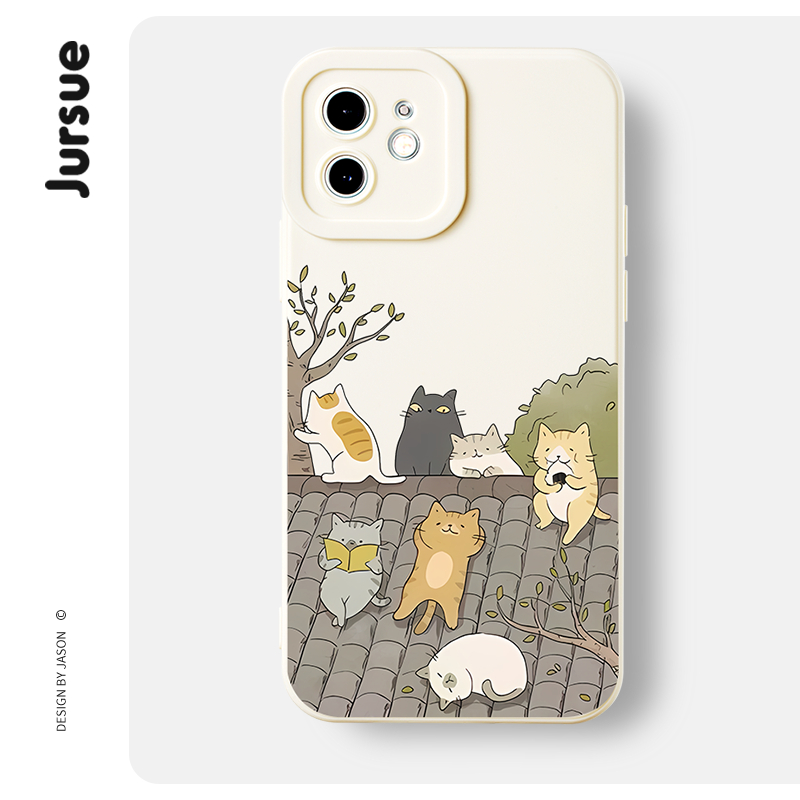 JURSUE ลายเชิดสิงโต เคสไอโฟน เคสซิลิโคนนุ่มกันกระแทกการ์ตูนตลก เคสโทรศัพท์ Compatible for iPhone 17 16 15 14 13 12 11 Pro Max SE 2020 X XR XS 8 7 Plus พลัส Y4576