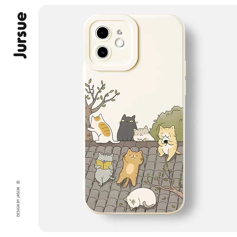 JURSUE ลายเชิดสิงโต เคสไอโฟน เคสซิลิโคนนุ่มกันกระแทกการ์ตูนตลก เคสโทรศัพท์ Compatible for iPhone 17 16 15 14 13 12 11 Pro Max SE 2020 X XR XS 8 7 Plus พลัส Y4576