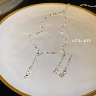 DREJEW สร้อยคอโซ่ จี้ทรงเรขาคณิต ประดับเพชร ไฮเอนด์ หรูหรา สําหรับผู้หญิง