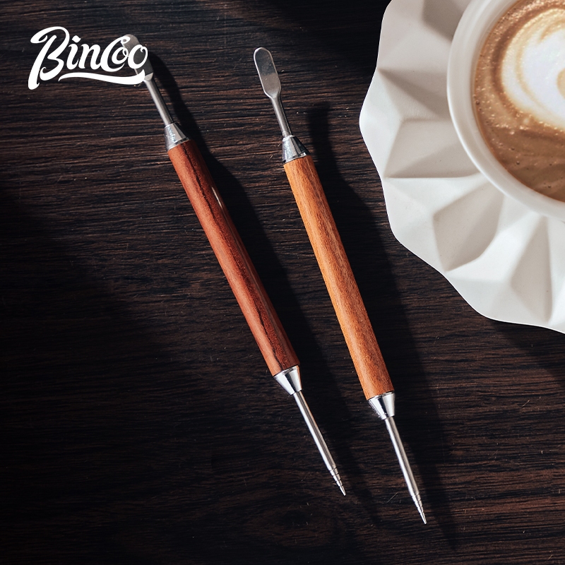 บินคู กาแฟลาเต้ศิลปะเข็มด้ามไม้ดอกไม้ดึงสิ่งประดิษฐ์กาแฟภาชนะ