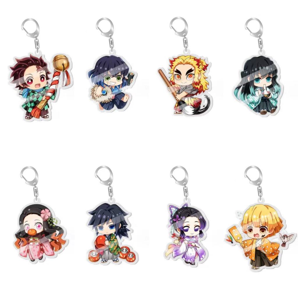 พวงกุญแจอะคริลิค แบบสองด้าน ลาย Demon Slayer Nezuko Tanjiro Tokito Muichiro