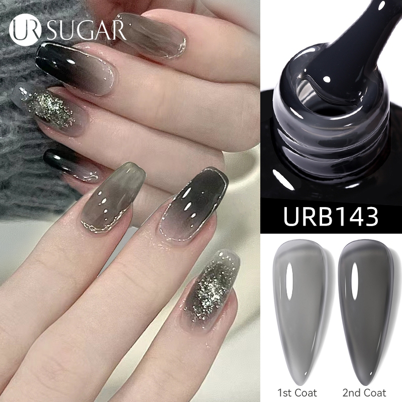 Ur SUGARเยลลี่เจลเล็บโปแลนด์ยางเบสโค้ทโปร่งใสสีขาวนู้ดแช่ออก UV LED น้ํายาเคลือบเล็บ 7ml