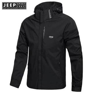 JEEP SPIRIT 1941 ESTD เสื้อแจ็กเก็ตกันลมลําลอง มีฮู้ด มีซิป …