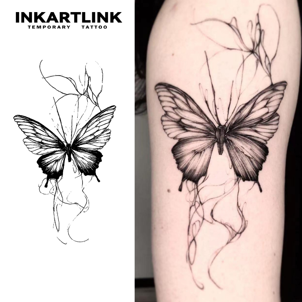 Inkartlink Magic tattoo ผีเสื้อ มินิมอล สติ๊กเกอร์รอยสัก กันน้ํา ติดทนนาน รอยสักปลอม รอยสักชั่วคราว รอยสักกึ่งถาวร