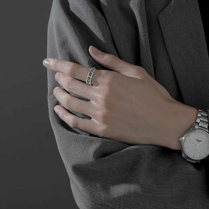 แหวนเหล็กไทเทเนียม แฟชั่นเรียบง่าย สไตล์เกาหลี สําหรับผู้ชาย และผู้หญิง - รูปที่ 5