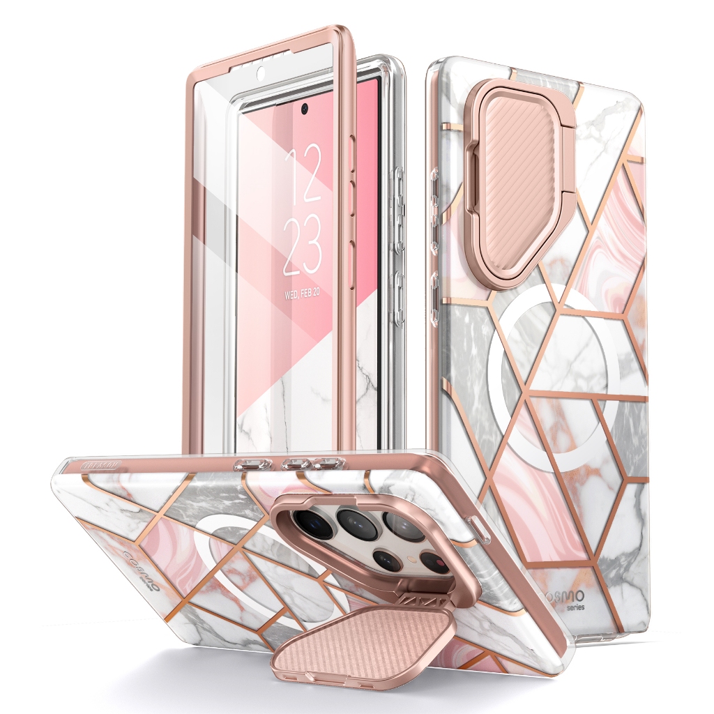 I-blason Cosmo เคสป้องกันกล้อง แบบเต็มตัว รองรับการชาร์จแบบไร้สาย พร้อมขาตั้งในตัว สําหรับ Samsung Galaxy S24 Ultra