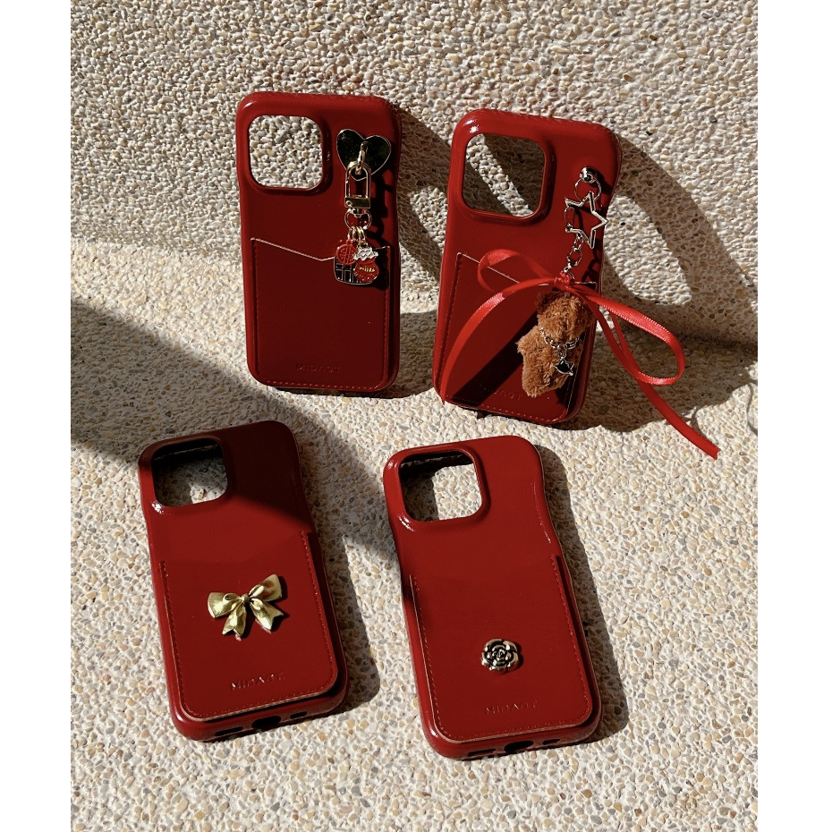 เคสโทรศัพท์มือถือหนังนิ่ม กันกระแทก กันตก พร้อมช่องใส่บัตร สีแดง สําหรับ iPhone 12 13 14 15 11 Pro Max 14 13 12 15 Pro