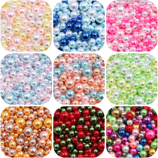 ลูกปัดไม่มีรู 10g 3-8mm ลูกปัดเลียนแบบทรงกลมสี ABS อุปกรณ์ตกแต่งเครื่องประดับ