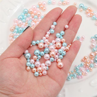 ลูกปัดไม่มีรู 10g 3-8mm ลูกปัดเลียนแบบทรงกลมสี ABS อุปกรณ์ตกแต่งเครื่องประดับ