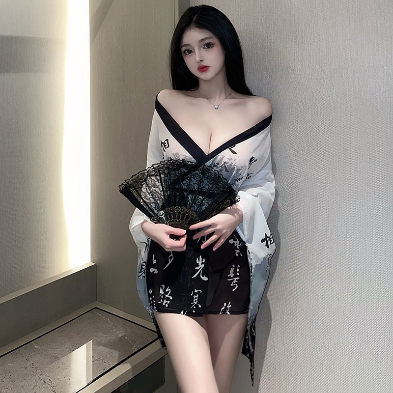 ชุดเซ็กซี่ กิโมโนสไตล์ญี่ปุ่น ซีทรู ชุดคอสเพลย์ คอลึก ชุดนอนเซ็กซี่