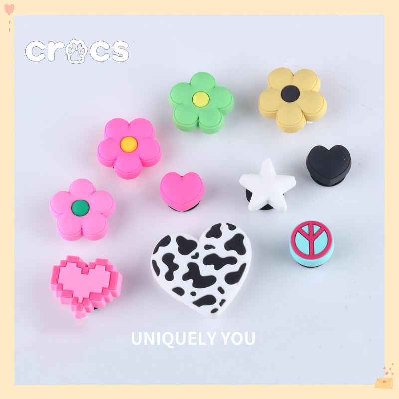 Crocs Jibbitz หัวเข็มขัดรองเท้า ลายการ์ตูนดอกไม้น่ารัก สไตล์เกาหลี DIY