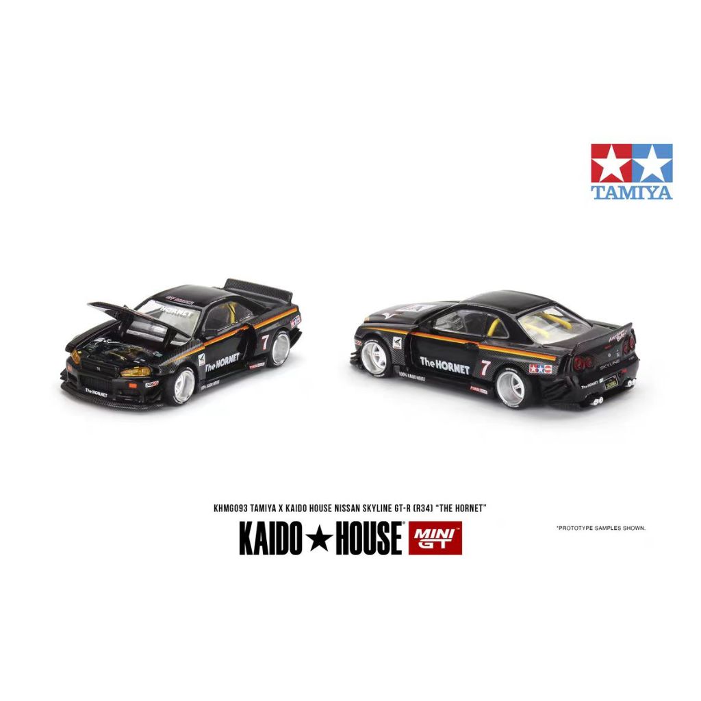 โมเดลรถยนต์ รุ่น Minigt Kaido House Tamiya Co-Branded Nissan GTR R34 1: 64 093 ของเล่นสําหรับเด็ก
