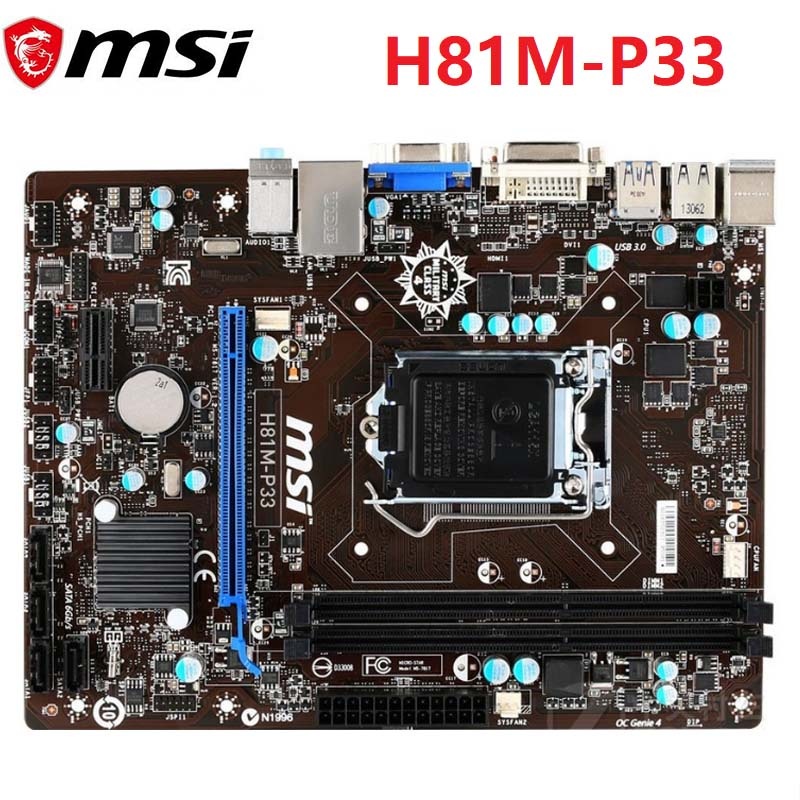 MSI H81M-P33 เมนบอร์ดเดสก์ท็อป H81 h81m b85 ซ็อกเก็ต LGA 1150 UEFI BIOS ใช้เมนบอร์ด