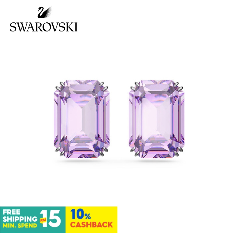 Swarovski MILLENIA ต่างหูเครื่องประดับ Cube รูปน้ําตาลฤดูใบไม้ร่วงฤดูหนาว