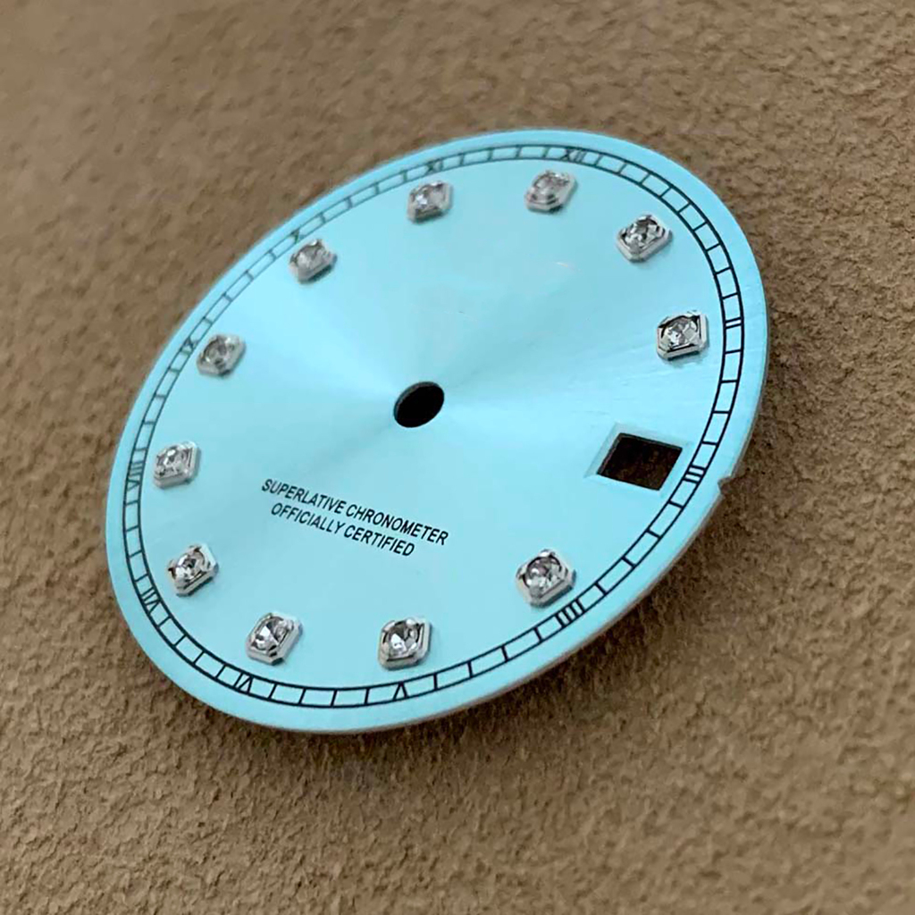 หน้าปัดนาฬิกาข้อมือ 28.5 มม. ขอบเงิน ประดับเพชร อุปกรณ์เสริม สําหรับ NH35 NH36 4R 7S
