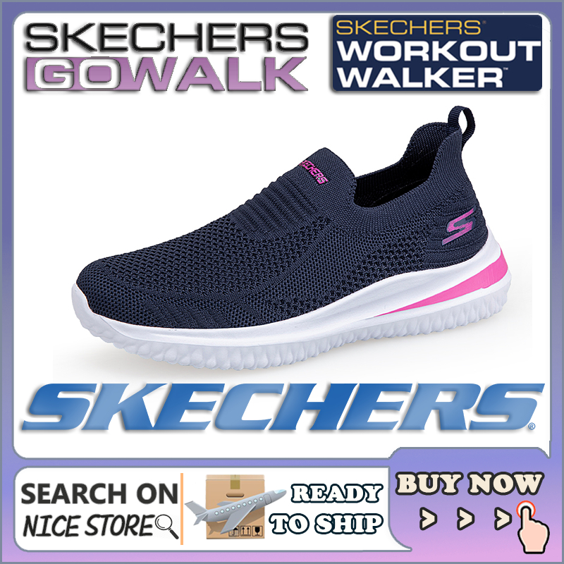 [รองเท้าผ้าใบผู้หญิง] Skechers_ Go-walk รองเท้าผ้าใบ สลิปออน กีฬา รองเท้าส้นแบน Kasut Sukan Wanita Walking Running Girl 4CGZ