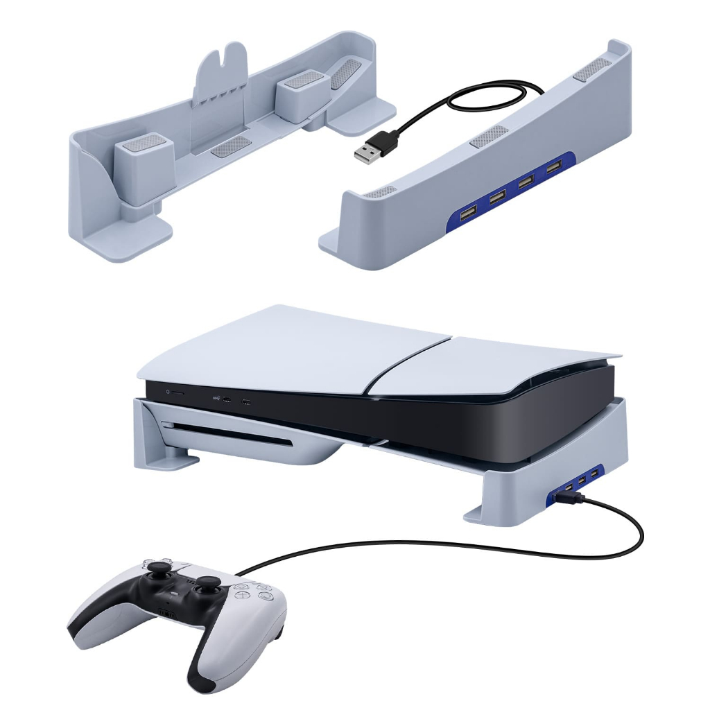 Mcbazel ฐานตั้งแนวนอนพร้อม 4 พอร์ต USB สำหรับ PS5 Slim Disc/Digital Edition