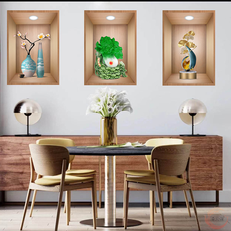 สติ๊กเกอร์ติดผนัง 3 ชิ้นกาวในตัวสร้างสรรค์ 3 D สเตอริโอติดผนังสติ๊กเกอร์ติดผนังหน้าต่างสติ๊กเกอร์ตก แต่งสติ๊กเกอร์ติดผนัง