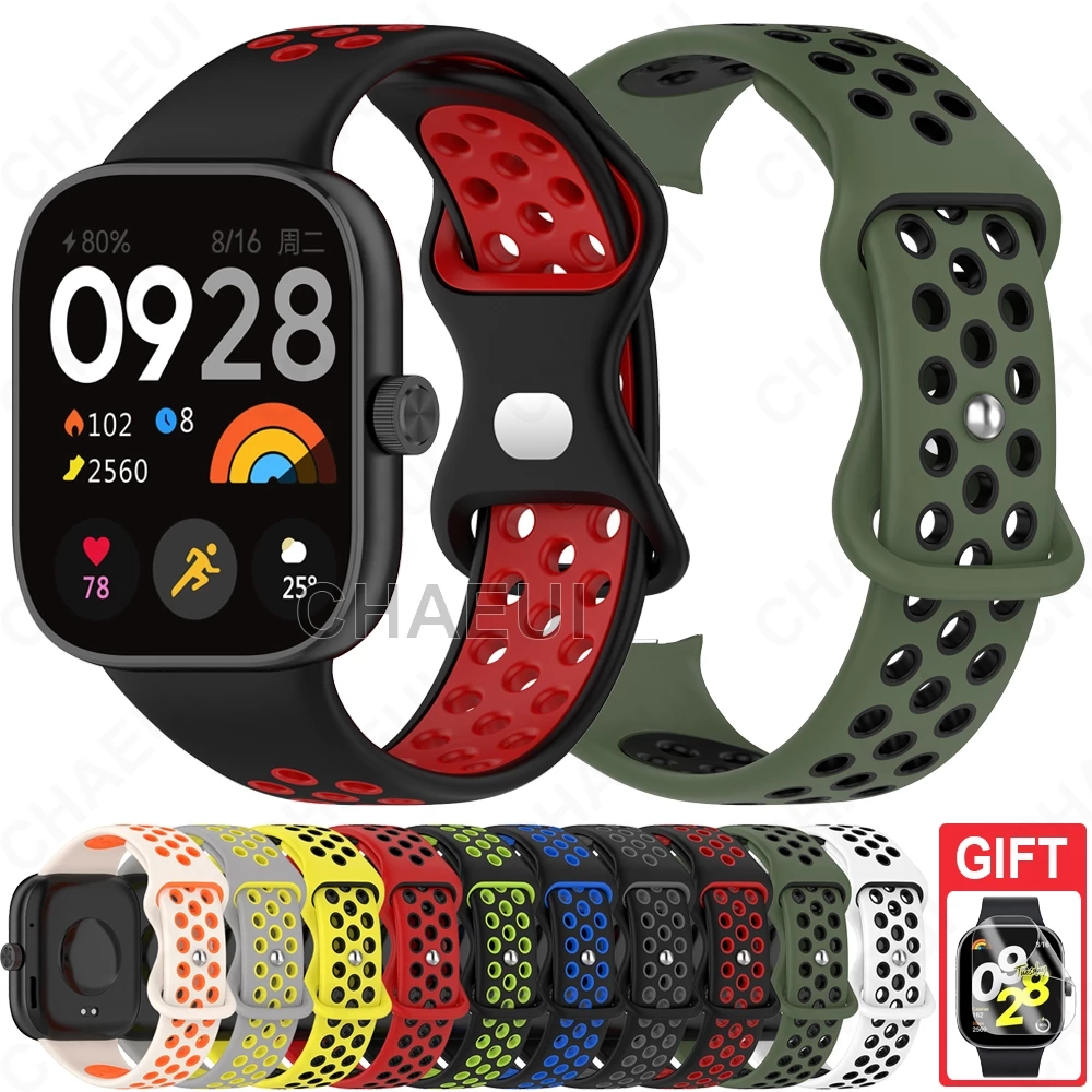 สายรัดซิลิโคนวงสร้อยข้อมือสีคู่อุปกรณ์เสริมสําหรับ Redmi Watch 4 5 6 / Xiaomi Smart Band 8 9 10 Pro
