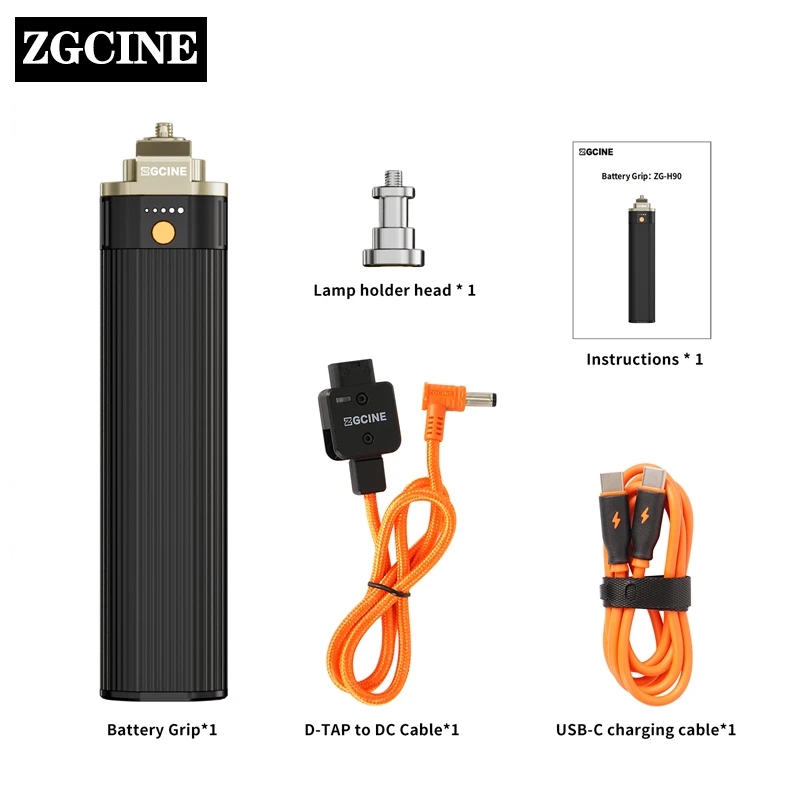 Zgcine H90 ด้ามจับพาวเวอร์ซัพพลายแบตเตอรี่ 6000mAh 14.8V 88.8Wh สําหรับไฟถ่ายภาพ