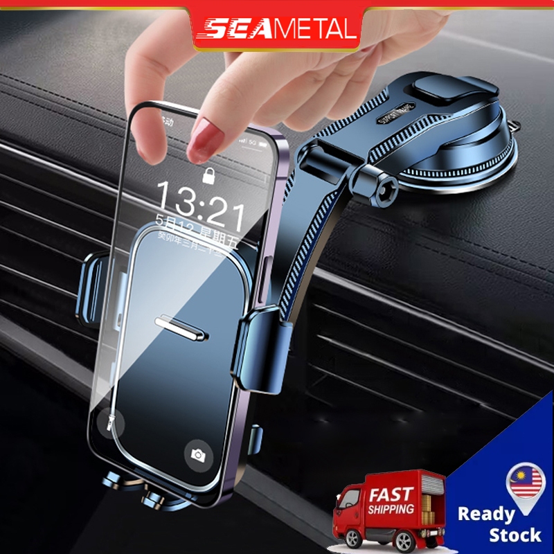 Seametal Universal รถบรรทุกขนาดใหญ่ขยายประเภทถ้วยดูด Car Holder ที่วางโทรศัพท์มือถือกันกระแทกคงที่ 360 หมุน