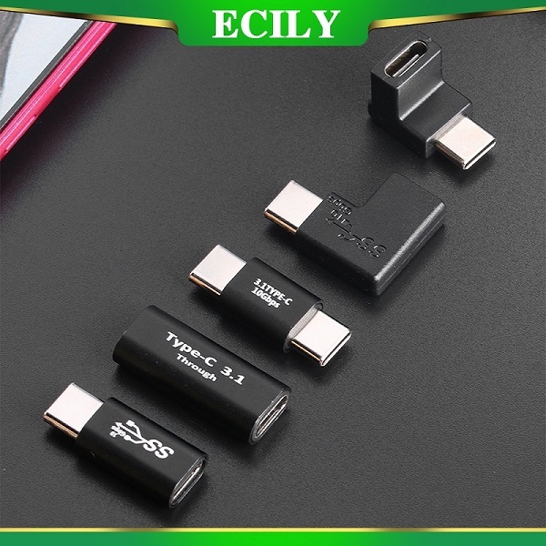Ecily 10Gbps 100W PD Type C เป็น Type C อะแดปเตอร์ชาร์จ USB C เป็น USB C ตัวผู้ ตัวเมีย ตัวแปลง Type-C สายต่อขยาย