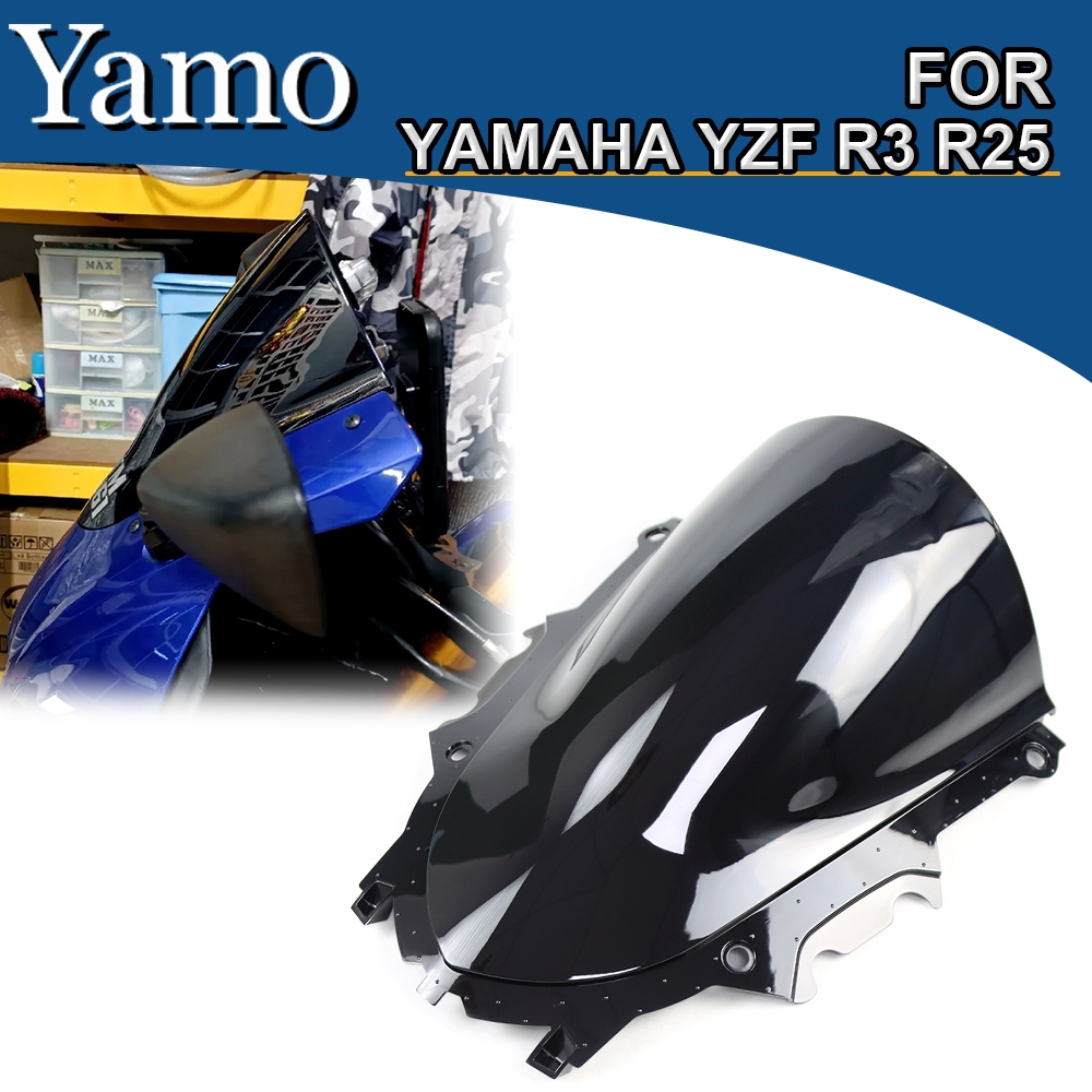 สําหรับ Yamaha YZF R3 R25 2019-2024 รถจักรยานยนต์ Wind Shield กระจก YZF-R3 YZF-R25 กระจก