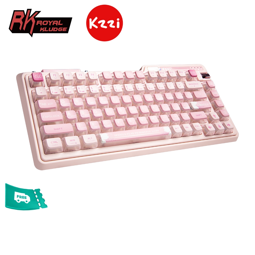 Kzzi Kezhi K75 Pro+ ไร้สายสามโหมดคีย์บอร์ดปะเก็นเกม RGB ผงทอง Fast Silver Flame 80% คีย์บอร์ด